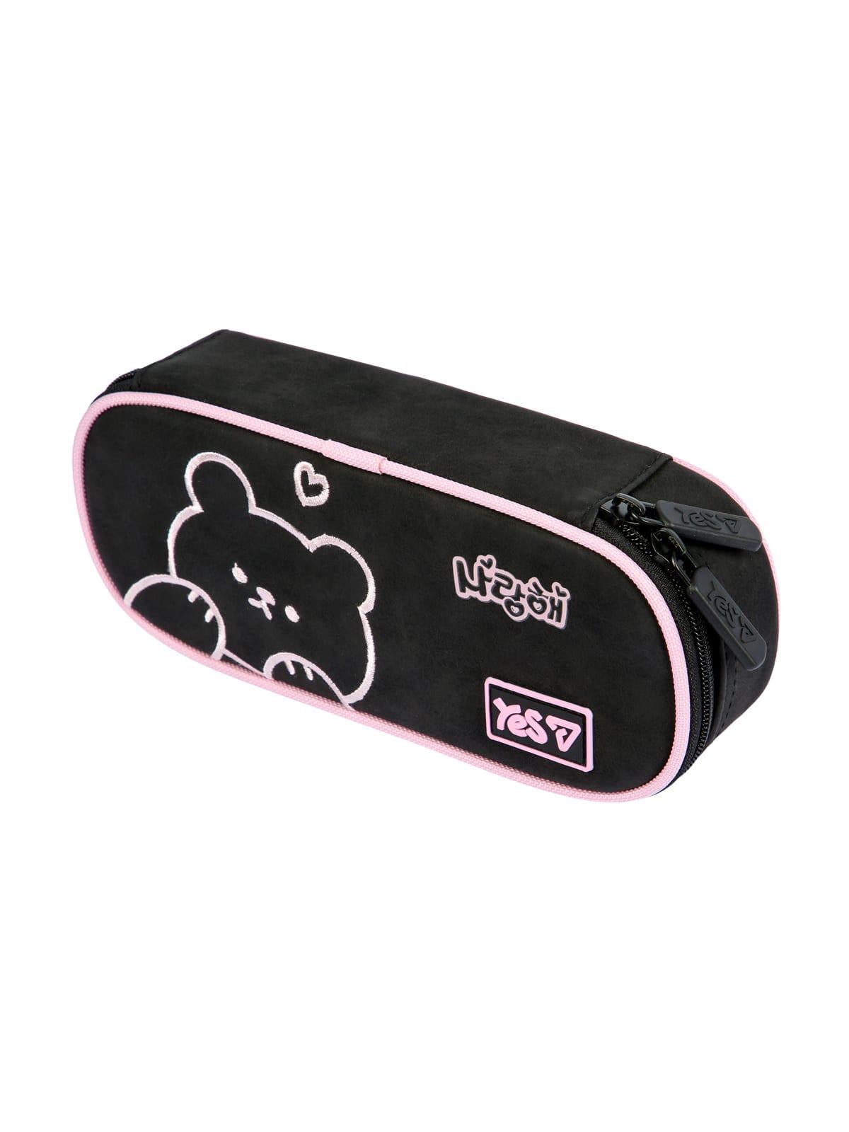 Пенал мягкий YES PH-30 Bearberry 22 см Черно-розовый (533762)