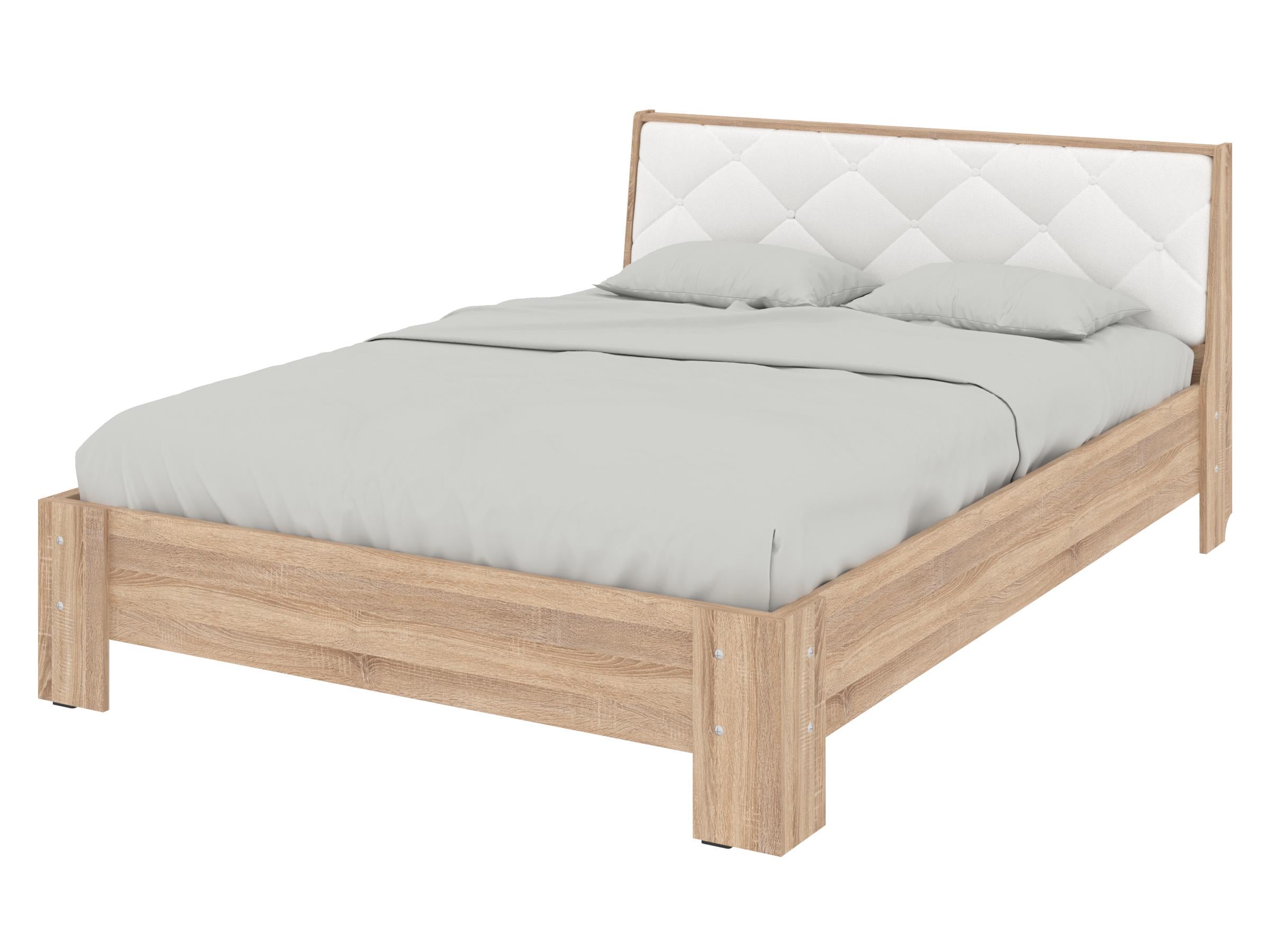 Кровать двуспальная PEHOTIN Кровать-140 Моника 140x200 см Сонома/Белый VIP (PN-100953)