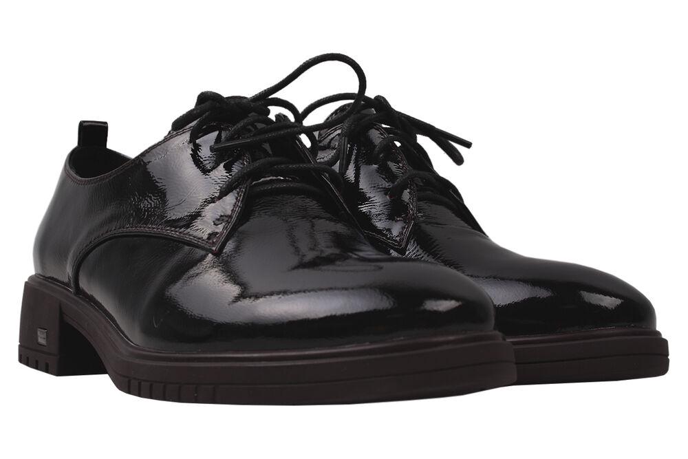 Туфли Polann на шнуровке женские из лаковой кожи р. 37 Черный (125-20DTC)
