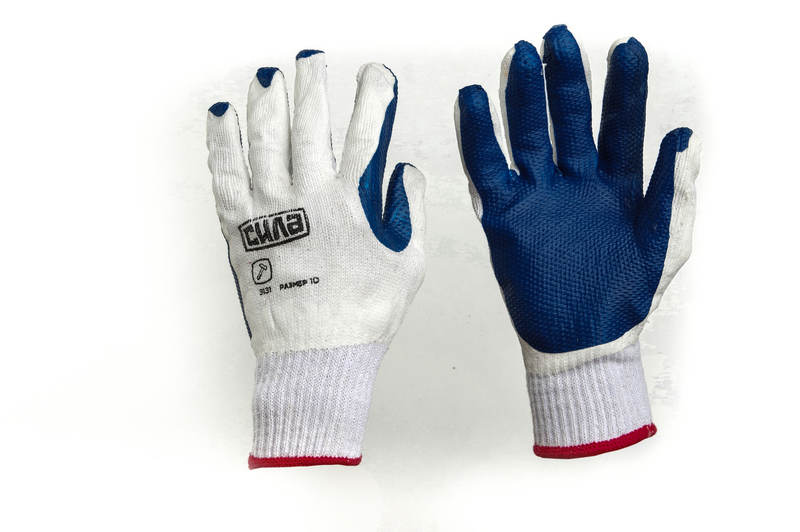 Перчатки Сила с пенным латексным покрытием р. 10 Серый/Синий (481217)