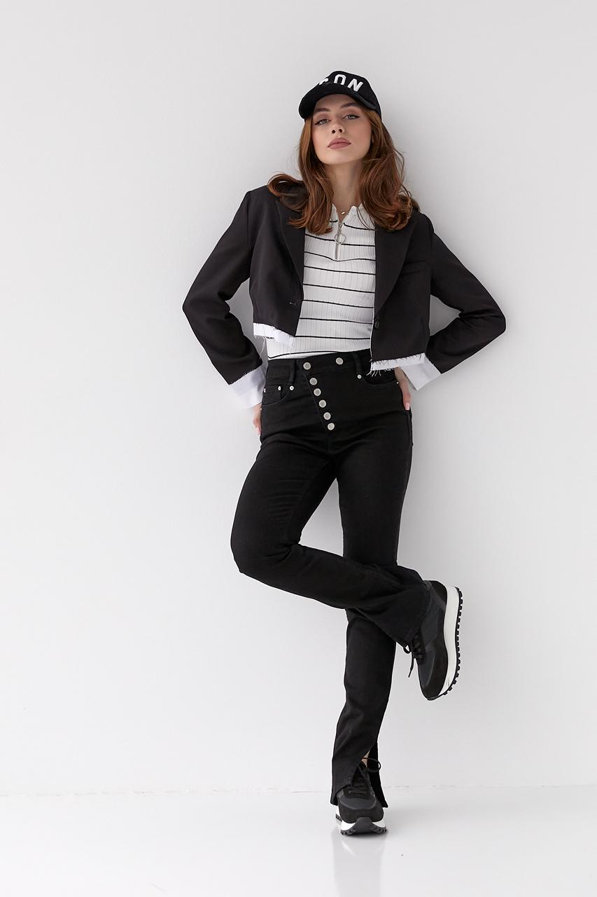 Жакет женский укороченный M Черный (9528067) - фото 3 Жакет женский укороченный M Черный (9528067) - фото 3