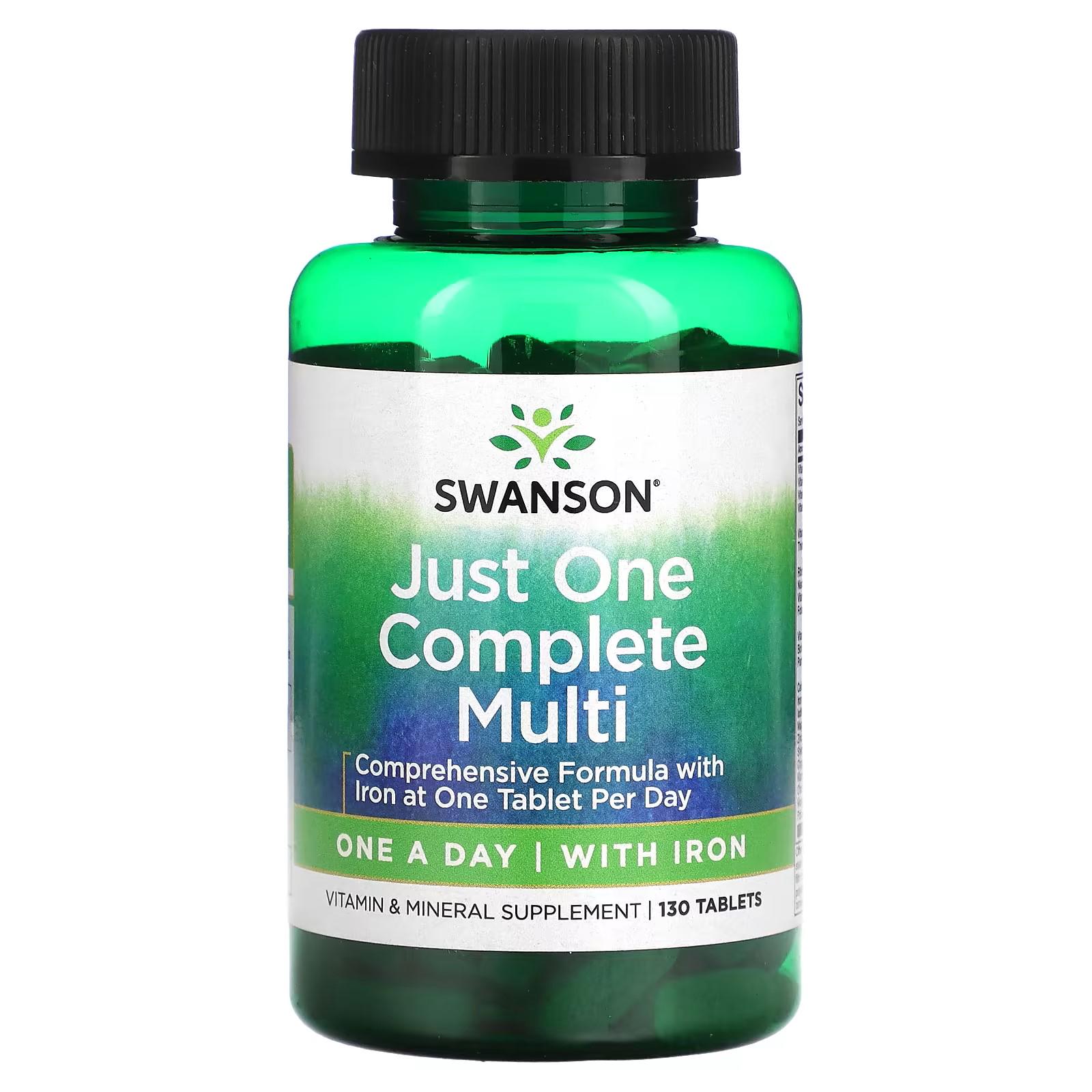 Мультивитамины с железом Swanson Just One Complete Multi with Iron 130 таблеток