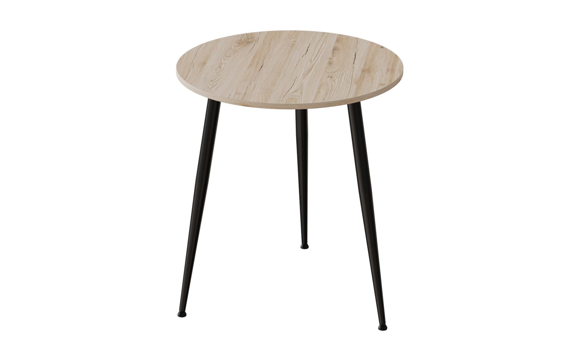 Обідній стіл круглий Ferrum-decor OPTIMA 3 ніжки конусні метал/ДСП 16 мм 750x670x670 мм Чорний/Дуб Сан-Марино (FRD-107443)