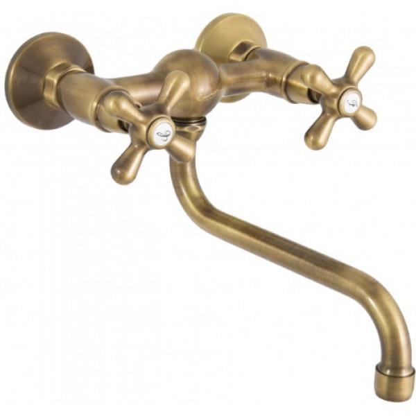 Змішувач настінний для умивальника EMMEVI DECO OLD BR12005S Бронзовий
