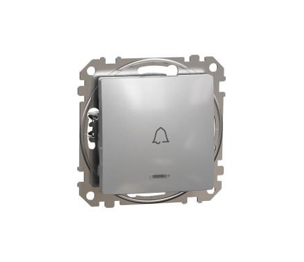 Выключатель Schneider Electric Sedna Design&Elements ABS-UV с символом Колокольчик с подсветкой 73х73х37 мм Алюминий (SDD113131L)
