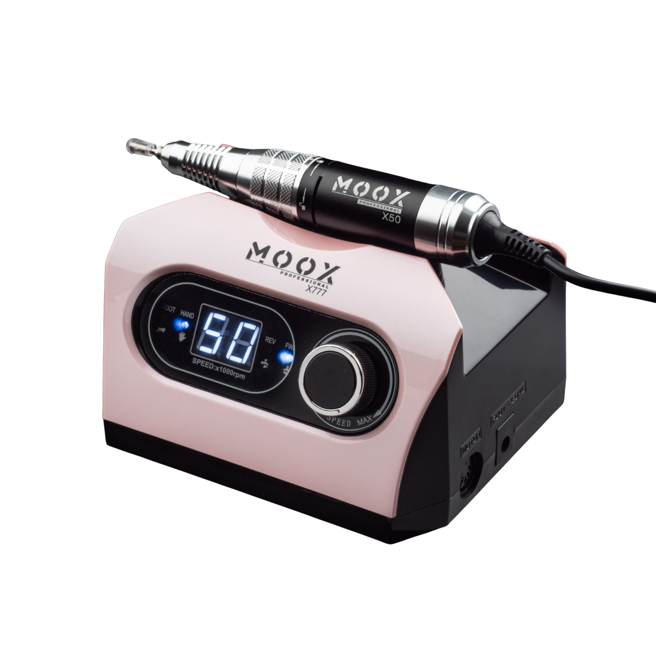 Фрезер профессиональный Мокс X777 70 Вт 50000 об/мин для маникюра и педикюра Pink