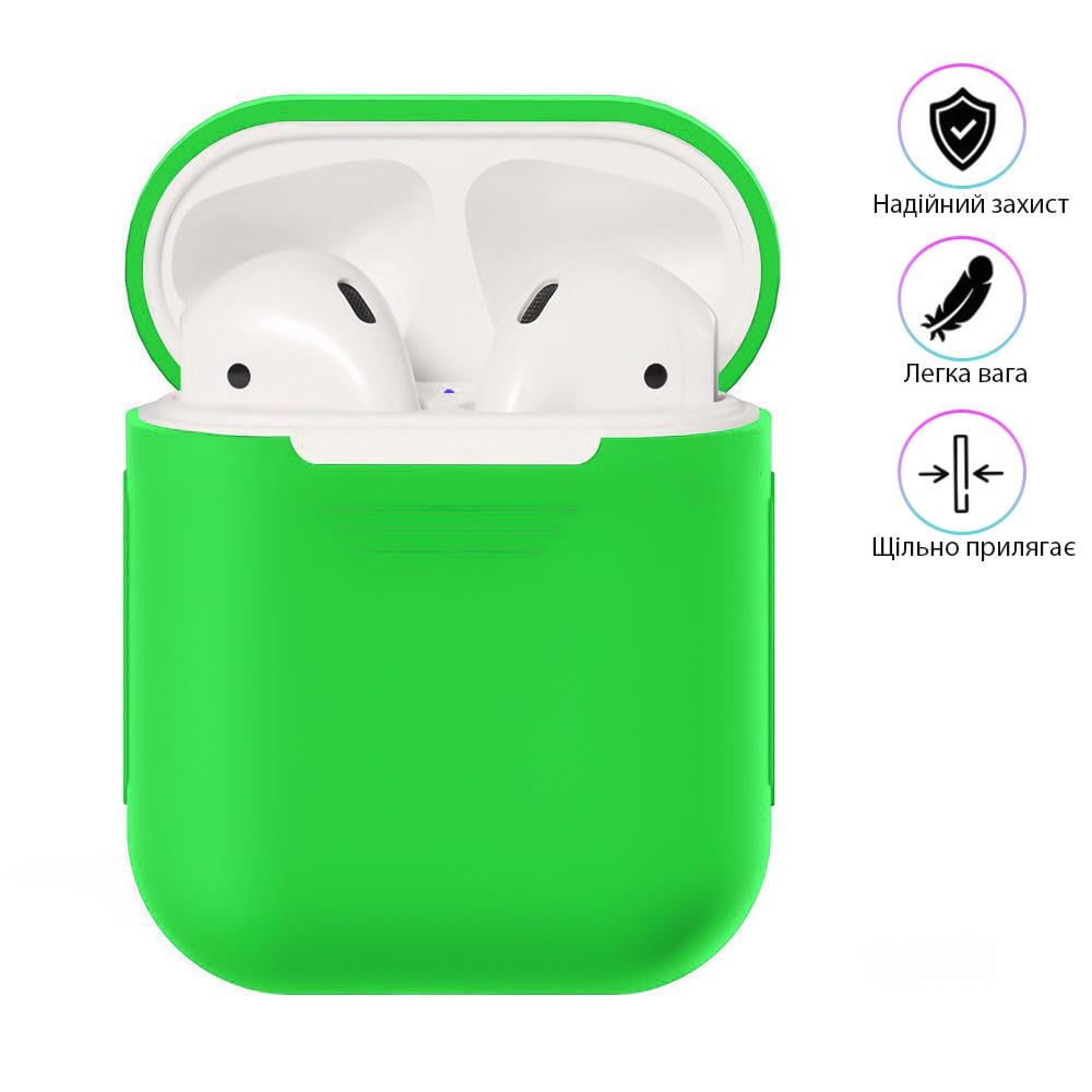 Чехол для наушников Airpods силиконовый Зеленый (1010164-Green) - фото 2