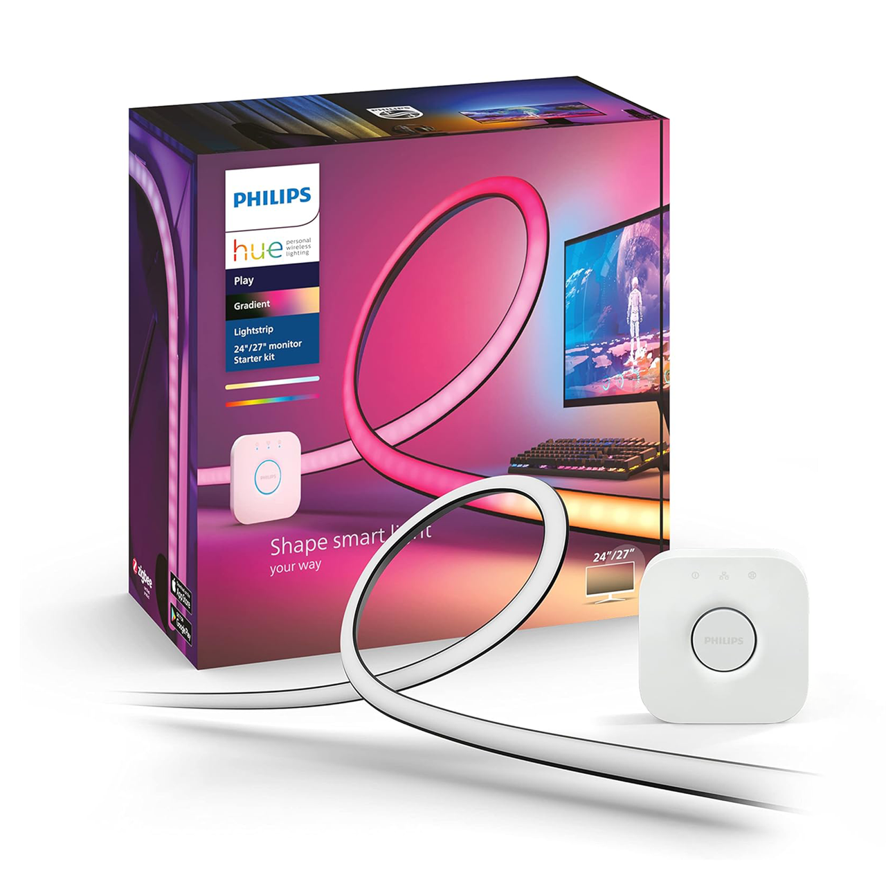 Адаптивна LED підсвічування Play Gradient Lightstrip PC 24-27 дюймів + Блок керування Philips Hue Bridge
