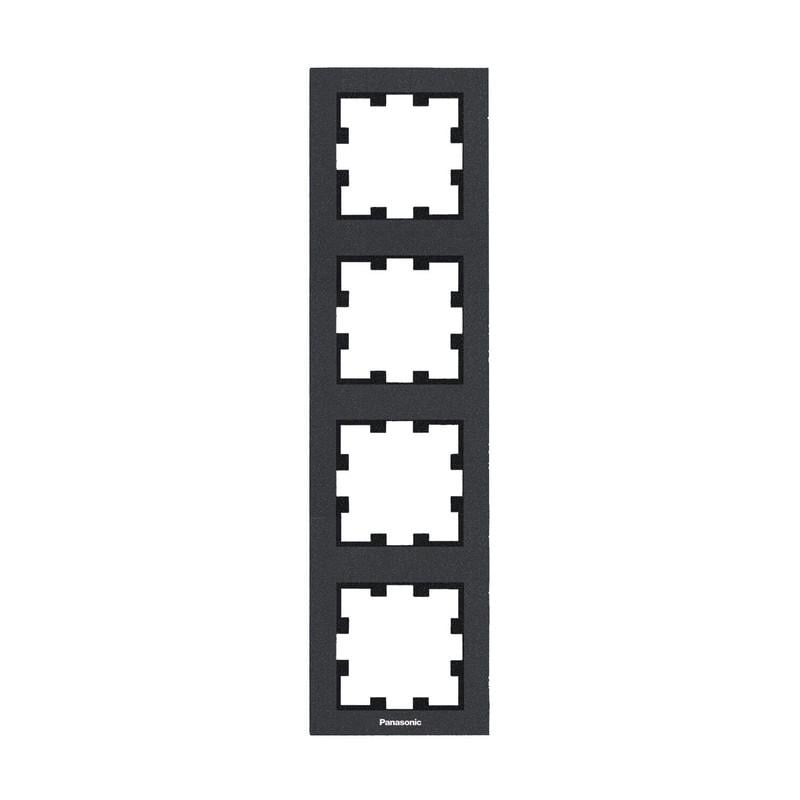 Рамка для розеток четырехместная Panasonic Karre Plus 55 ABS вертикальная Черный (WDTF08142B UA1)