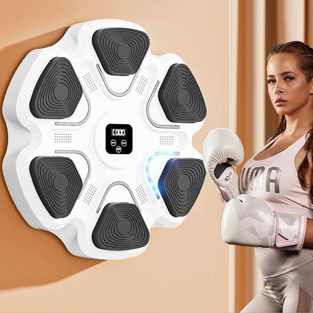 Боксерский тренажер настенный с Bluetooth с LED подсветкой Белый/Черный (23565356) - фото 4 Боксерский тренажер настенный с Bluetooth с LED подсветкой Белый/Черный (23565356) - фото 4
