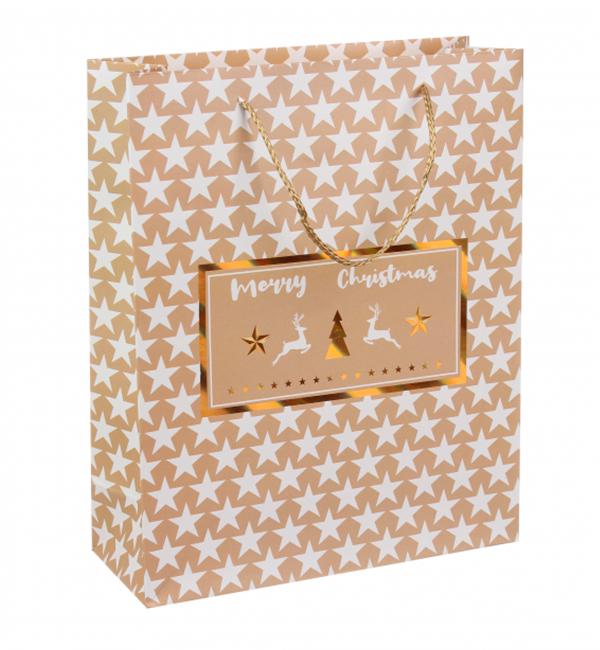 Пакет новорічний Stars ламінований картон 26x32x10 см (13289784) - фото 1