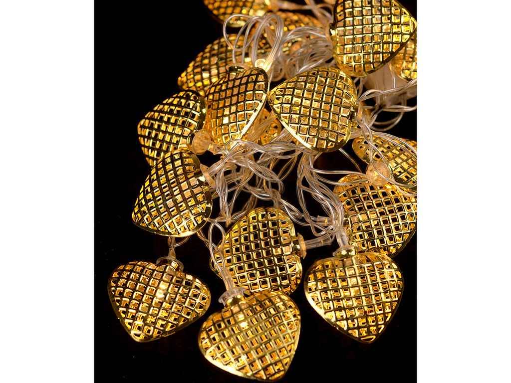 Гірлянда Фігурки 20LED Сердечко 5 м з перехідником Теплий білий (1678-07)