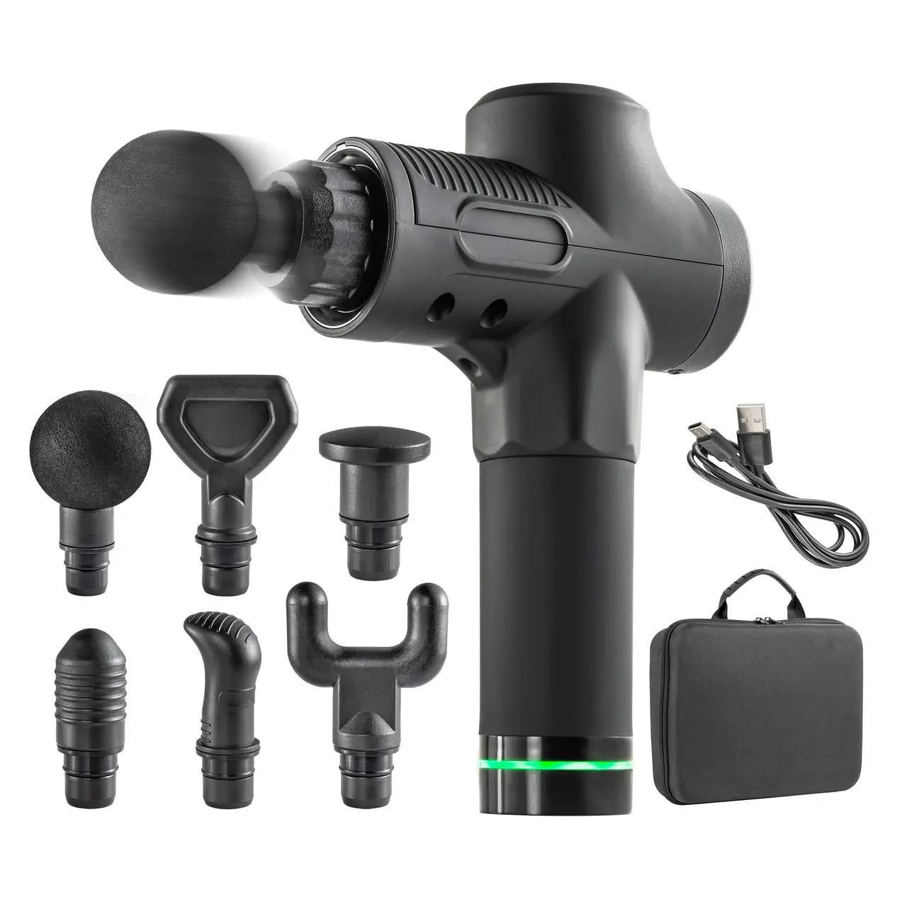 Электромассажер перкуссионный 6 насадок 30 режимов (Массажер_пист2)