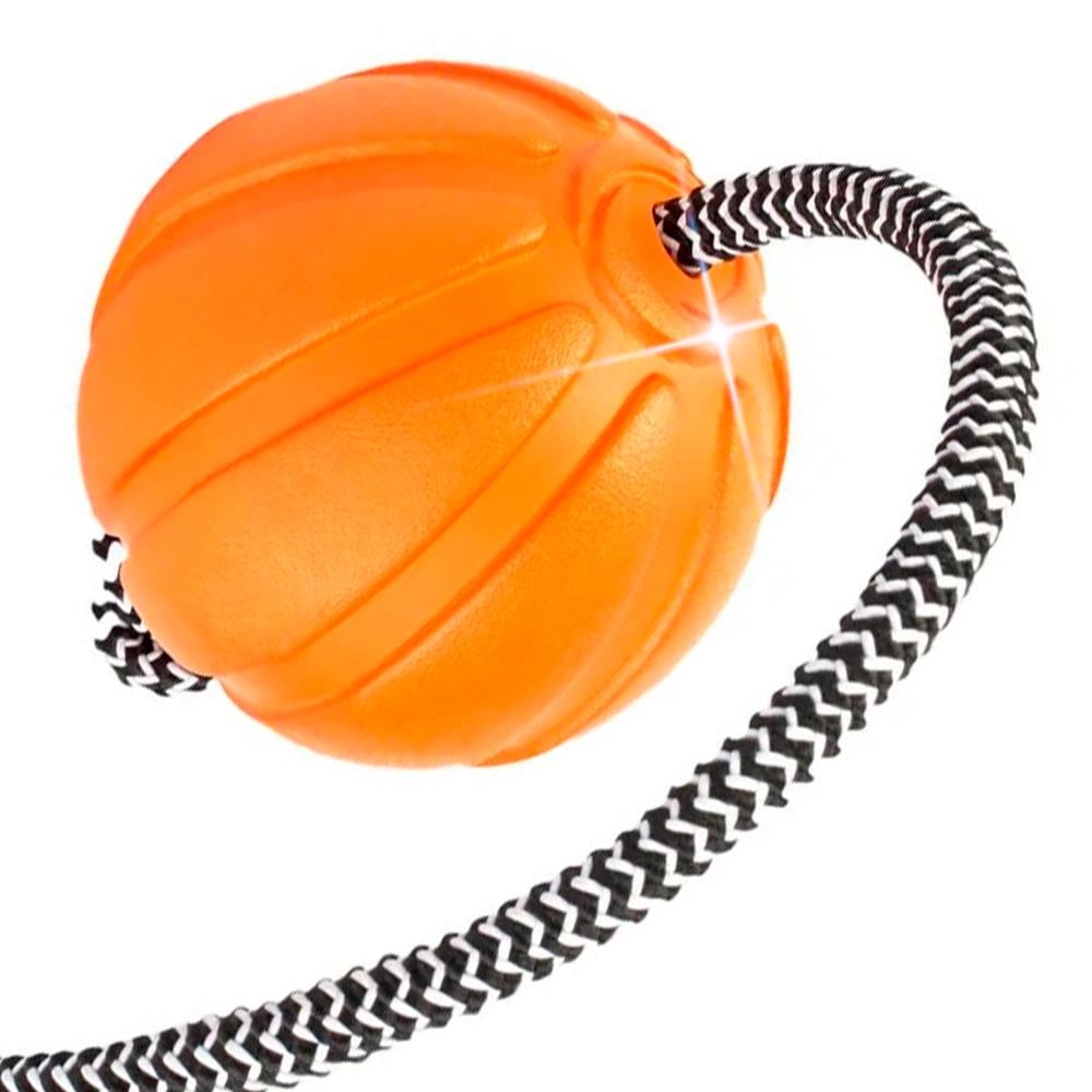 Іграшка для собак м'яч на мотузці Liker CORD м'який 9 см Orange