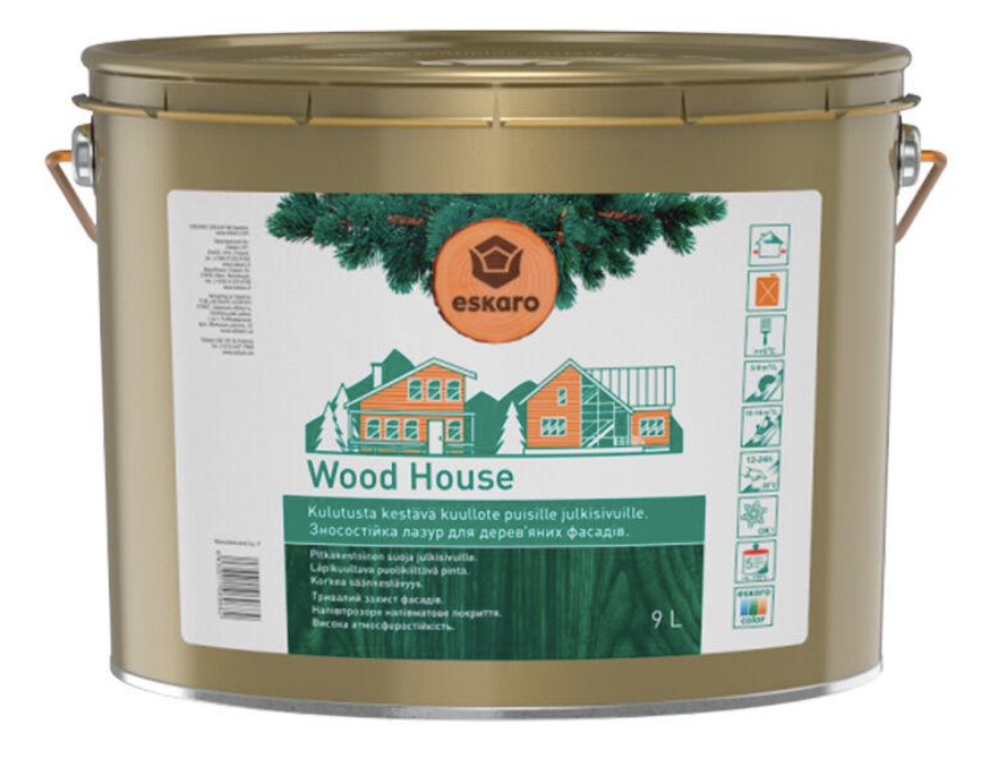 Лазурь-лак алкидный для древесины Eskaro WOOD HOUSE 9 л (1702167524) Лазурь-лак алкидный для древесины Eskaro WOOD HOUSE 9 л (1702167524)