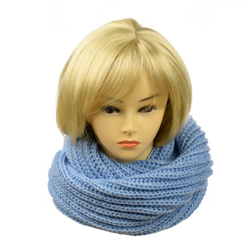 Женский шарф-хомут Английская резинка Голубой