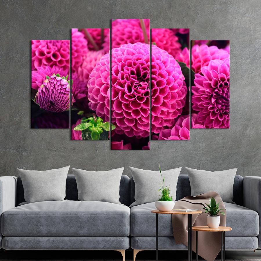 Картина цветы и растения Крупные розовые георгины 187x119 см (A1025-5)