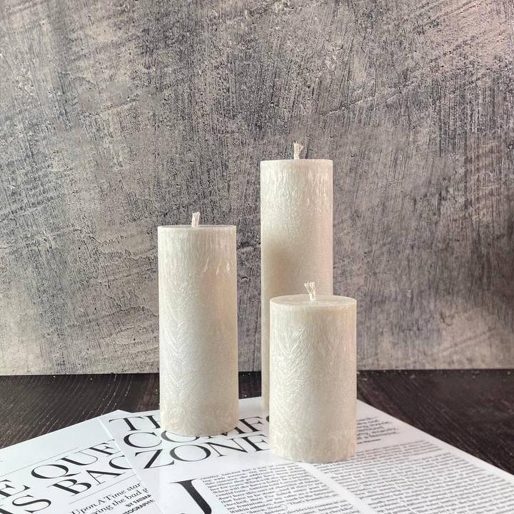 Набор цилиндрических свеч из пальмового воска Вечерний уют 3 шт. 10/15/20 см