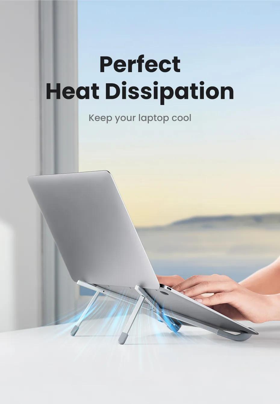 Підставка для ноутбука UGREEN до 17.3" алюмінієва складана легка вентильована Сріблястий (15622) - фото 6