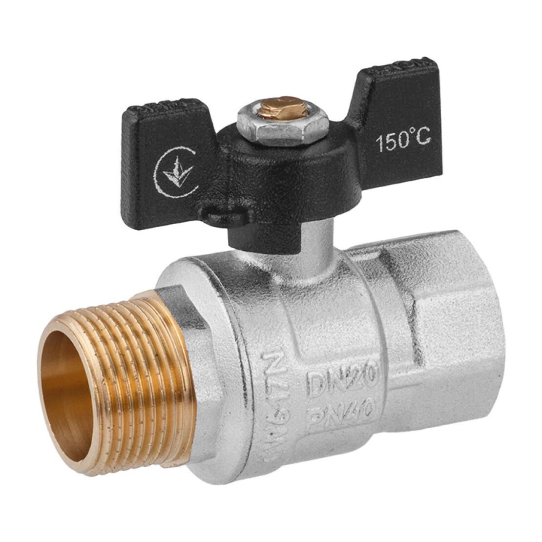 Кран кульовий Kroner ВЗ PN40 3/4" метелик/нікельований (CV033210)