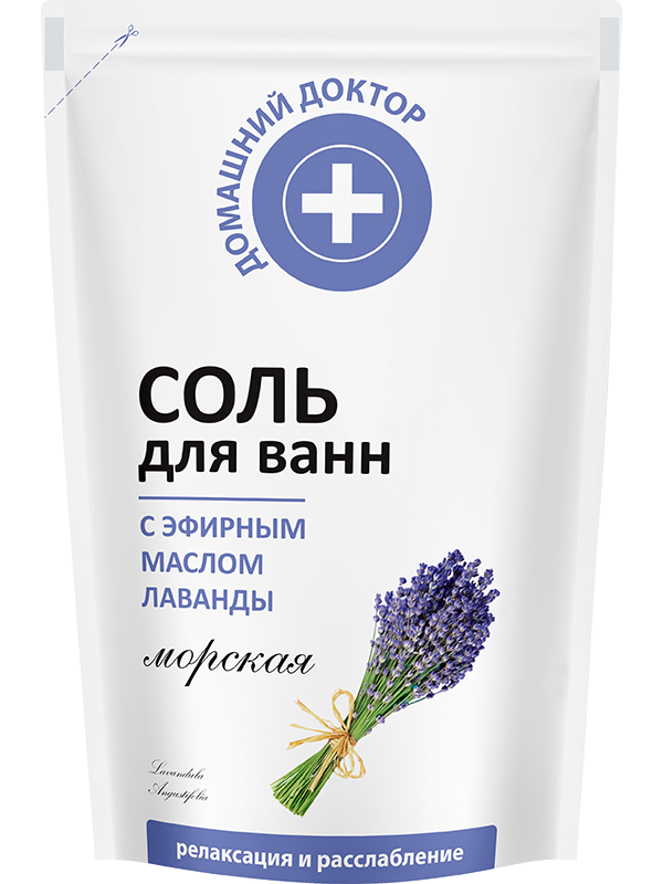 Соль для ванн Домашний доктор с экстрактом Лаванды дой-пак 500 г