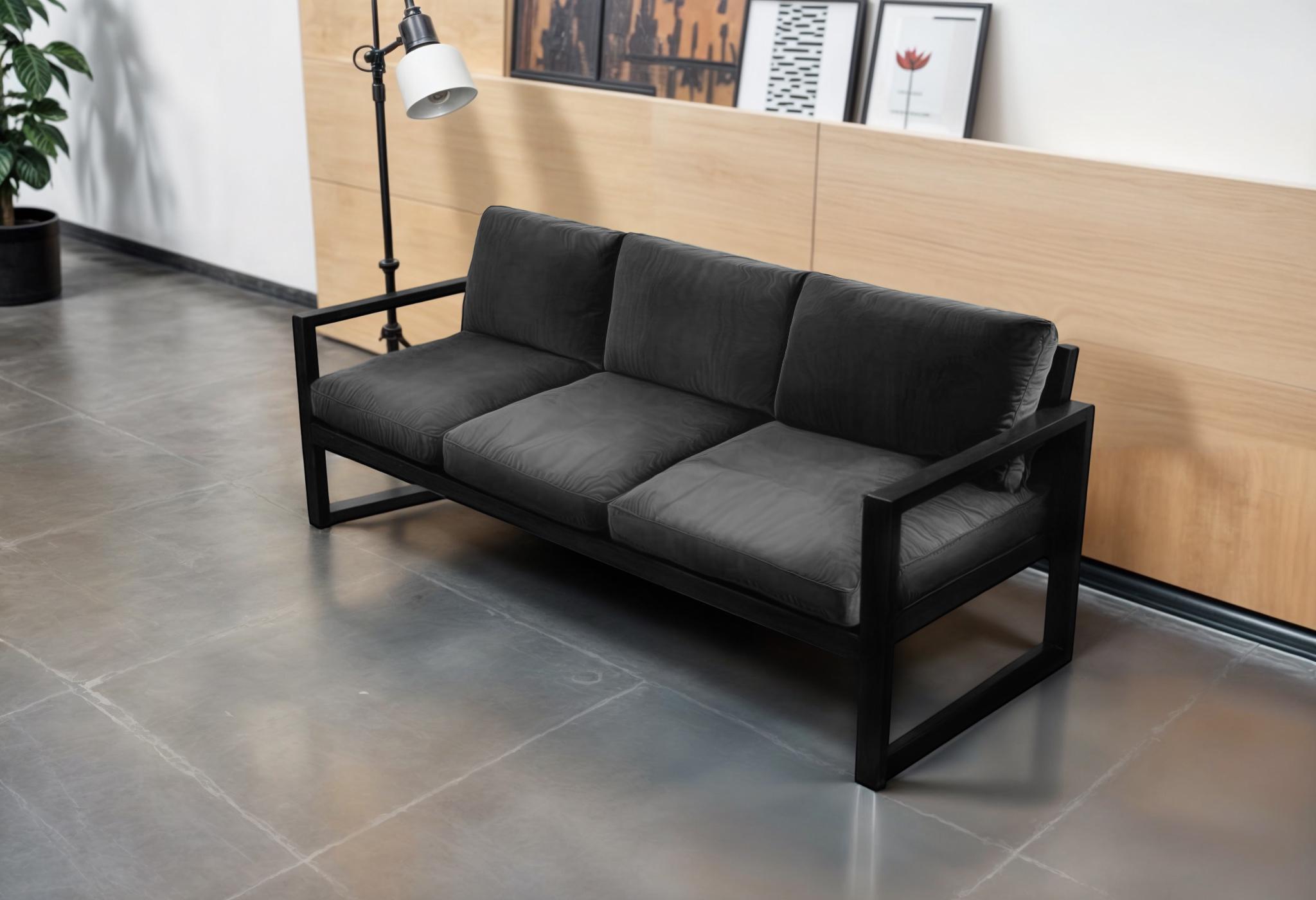 Диван металлический Tobi Sho Лофт Стейт DV1 с подлокотниками и мягкими подушками 750х2100х700 мм велюр 32/Темно-серый - фото 3 Диван металлический Tobi Sho Лофт Стейт DV1 с подлокотниками и мягкими подушками 750х2100х700 мм велюр 32/Темно-серый - фото 3