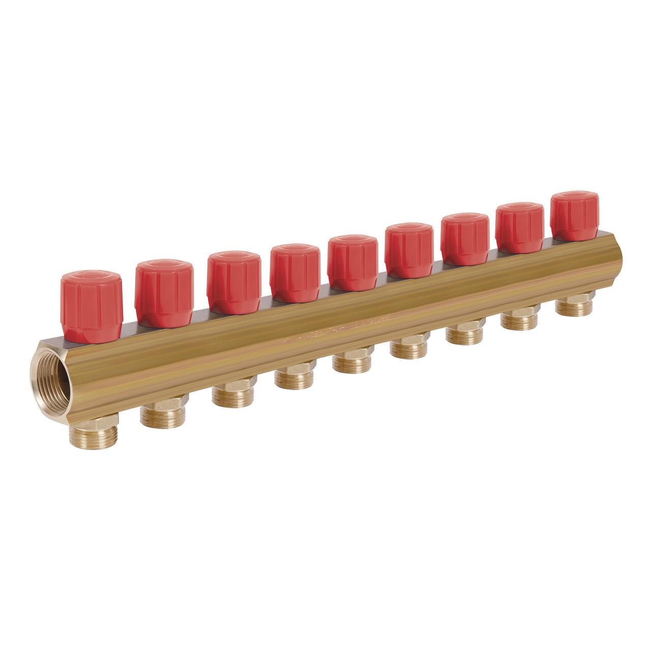 Коллектор ICMA №1105 с регулировочными вентилями 1" 9 выходов Red (2608668158)