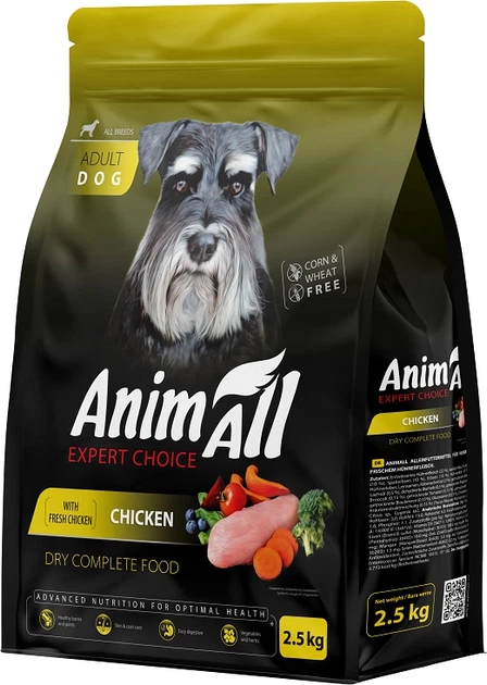Корм сухой полнорационный AnimAll для собак с курицей 2,5 кг (178608)