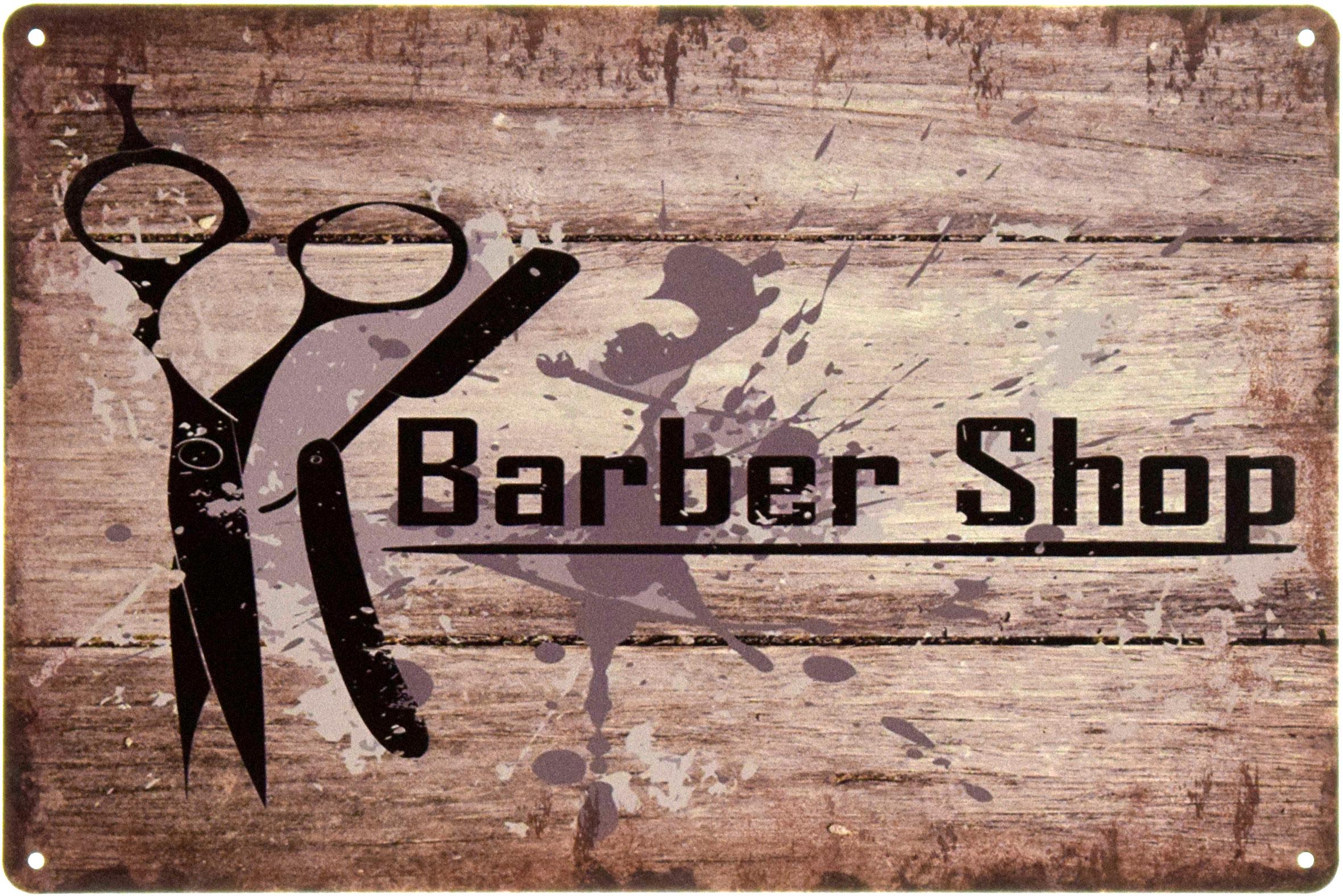 Табличка металлическая "Barber Shop" 20x30 см (ms-104586)