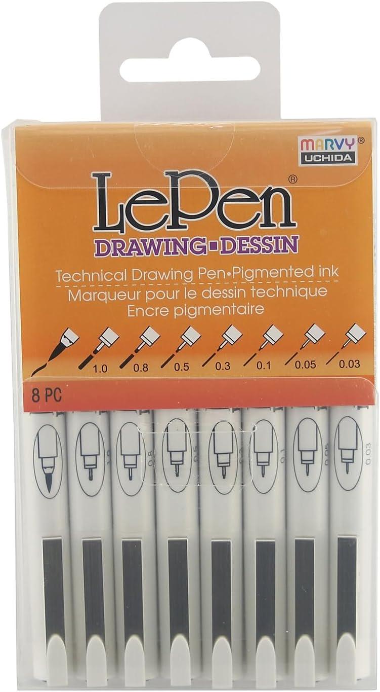 Набір лайнерів Marvy UCHIDA LePen Technical Drawing Pen Set 8 шт. 0,03-1 мм (22348767)