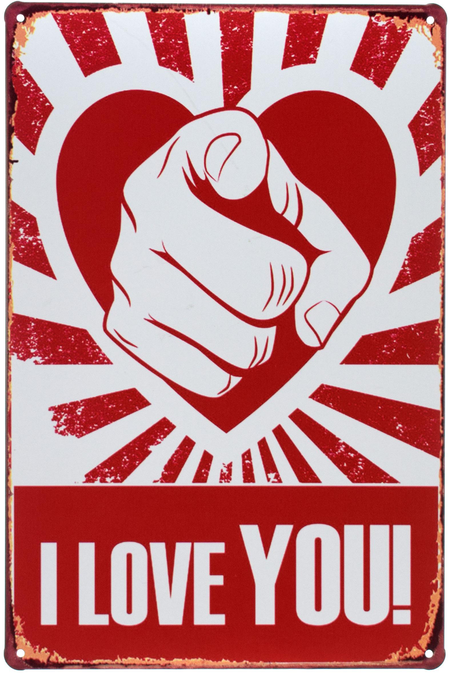 Табличка металлическая Я Люблю Тебя!/I Love You! 20x30 см