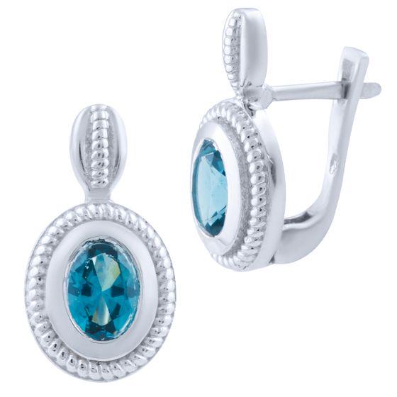 Серебряные серьги с топазом Лондон Блю (1653012)