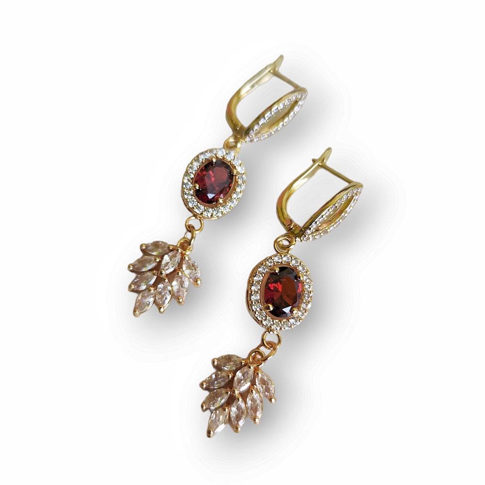 Серьги вечерние с подвеской Красный (SB-0053)