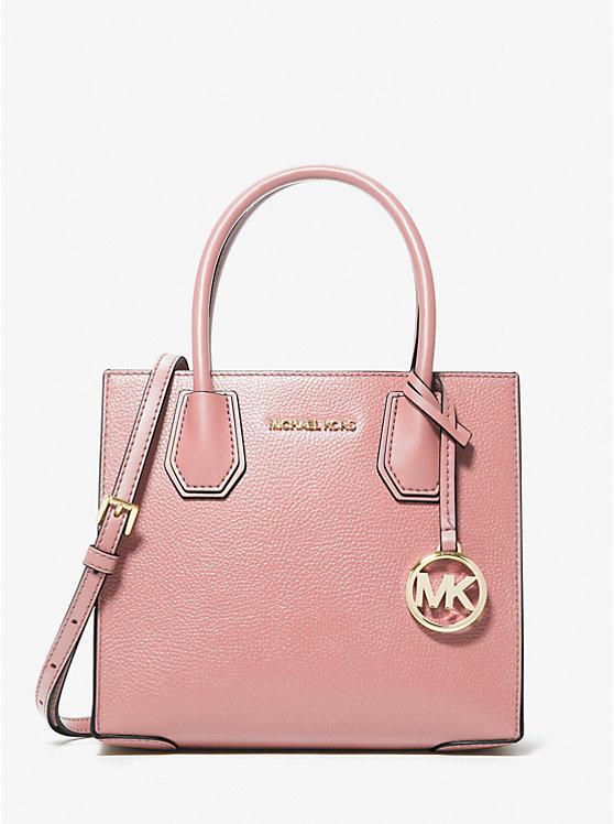 Женская сумка кросс-боди Michael Kors Mercer Medium Pebbled Leather в подарочной упаковке Розовый (2442171554)