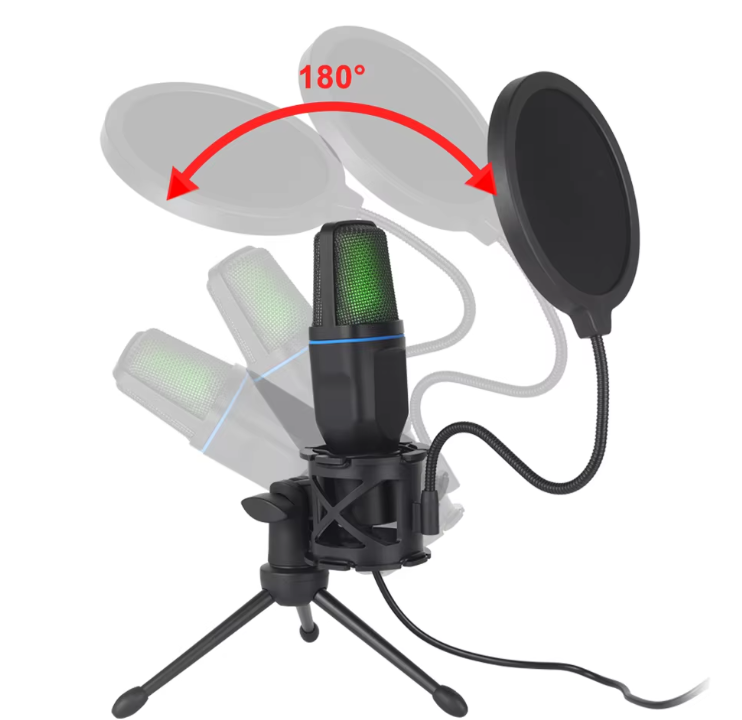 Микрофон конденсаторный USB с RGB подсветкой для стрима блоггера - фото 4 Микрофон конденсаторный USB с RGB подсветкой для стрима блоггера - фото 4