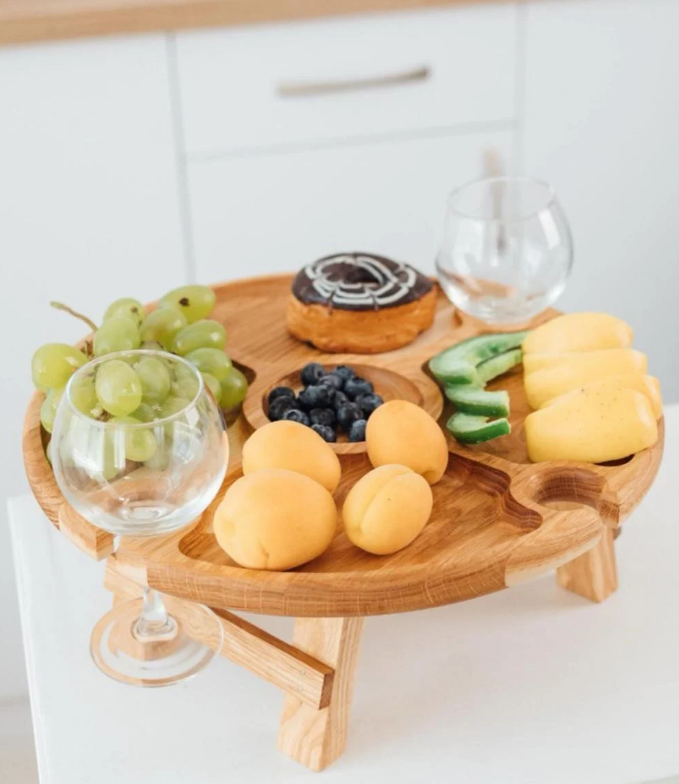 Столик для закусок из натурального дерева 35 см. (33089713)