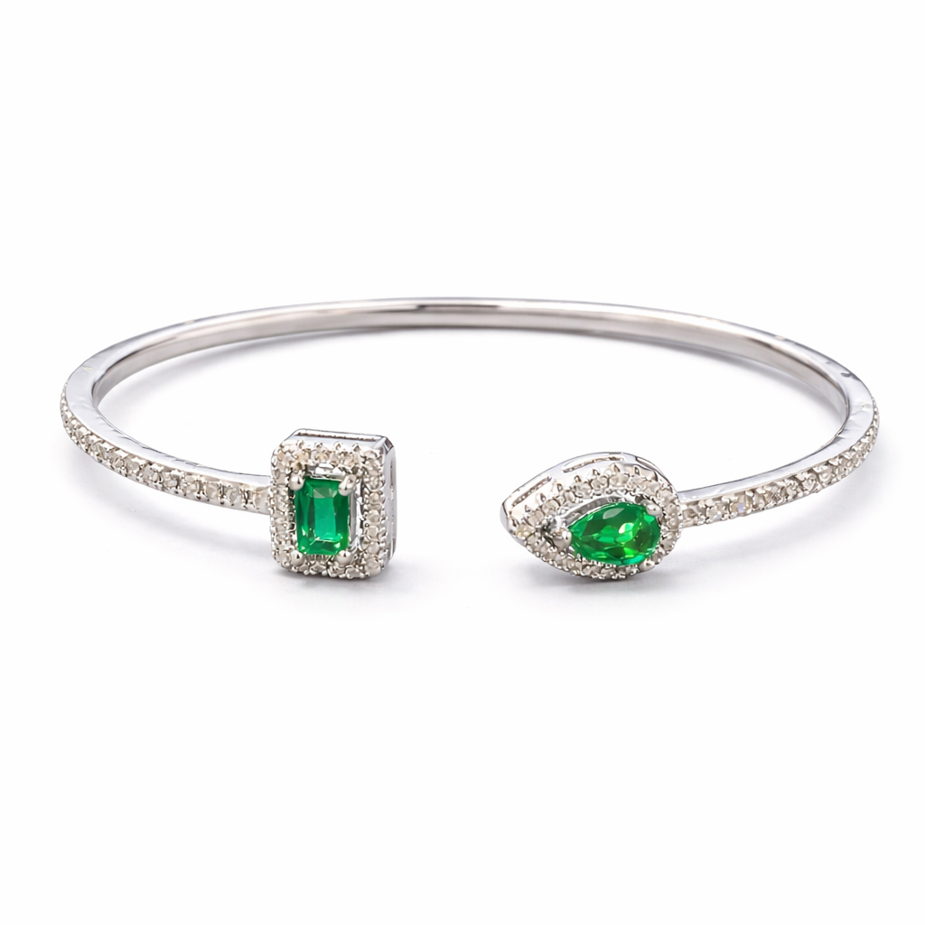 Браслет женский Квадрат/Капля Silver/Green (34014007)