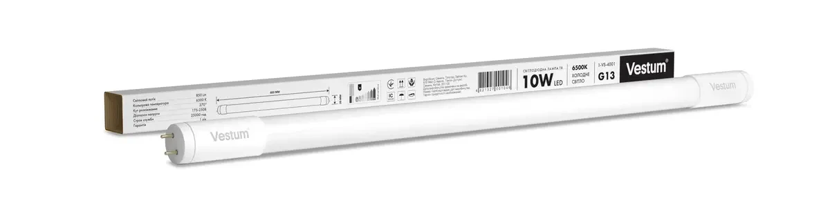 Светодиодная лампа T8 600 мм 10W 850Лм 4200K 175-250V G13 1-VS-4003 (3101364189) Светодиодная лампа T8 600 мм 10W 850Лм 4200K 175-250V G13 1-VS-4003 (3101364189)
