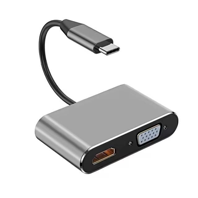 Концентратор Type-C 4в1, адаптер type-c 3.0 до 4K HDMI HDTV/VGA USB 3.0 PD