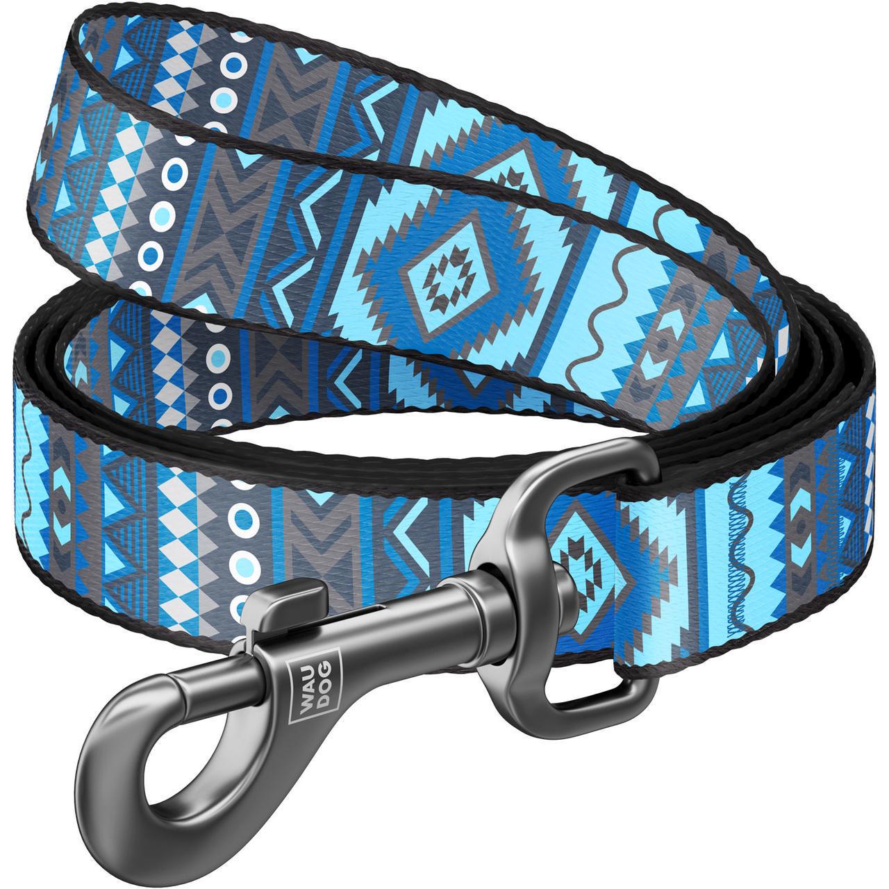 Поводок для собак нейлоновый Waudog Nylon Этно 122 см 20 мм Синий (4600)