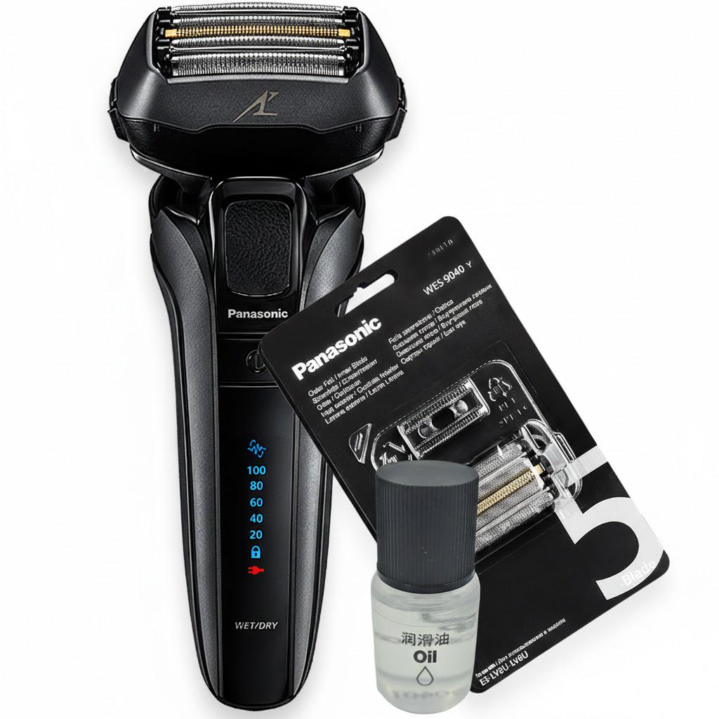 Электробритва Panasonic ES-LV6U-K820-AS с дополнительным набором из лезвий и сетки Panasonic WES-9040Y-1361/маслом WES-8196X-7911 (31870065)