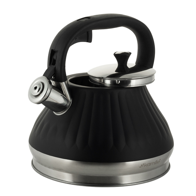 Чайник со свистком и ручкой с покрытием soft touch Kamille KM-0858 из нержавеющей стали 3 л Черный (150-84-0858) - фото 7 Чайник со свистком и ручкой с покрытием soft touch Kamille KM-0858 из нержавеющей стали 3 л Черный (150-84-0858) - фото 7