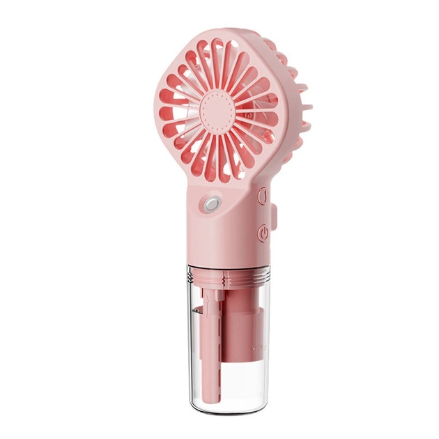 Вентилятор мини аккумуляторный Small Fan с распылением воды 4 режима скорости и USB зарядка Розовый (2636682465)