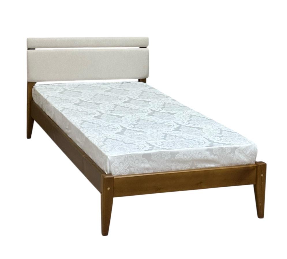 Кровать односпальная деревянная Скиф Л-158 с мягким изголовьем 90х200 см Тиковое дерево/Твист-1 (27975637)