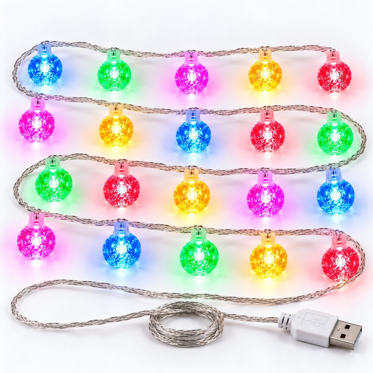 Гірлянда-USB вулична Кульки LED на новорічну ялинку 3 м Різнокольоровий (GIRKUL-1606)