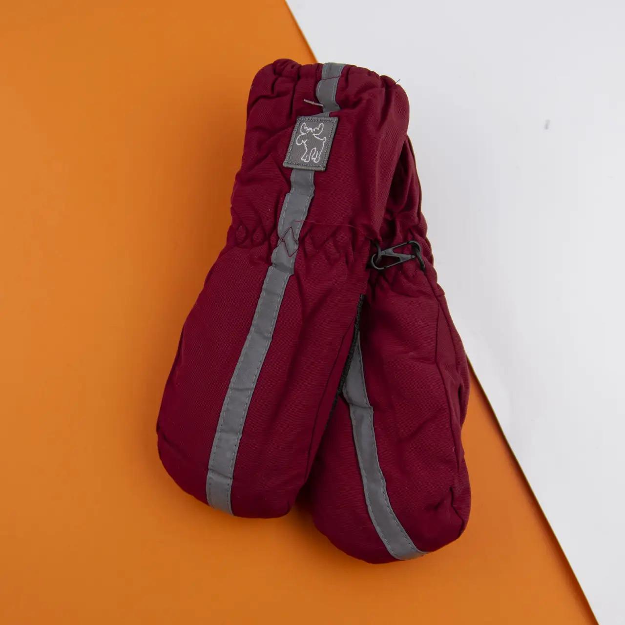 Перчатки подростковые болоневые лыжные на резинке с лосем р. 15 Красный (22-12-45)