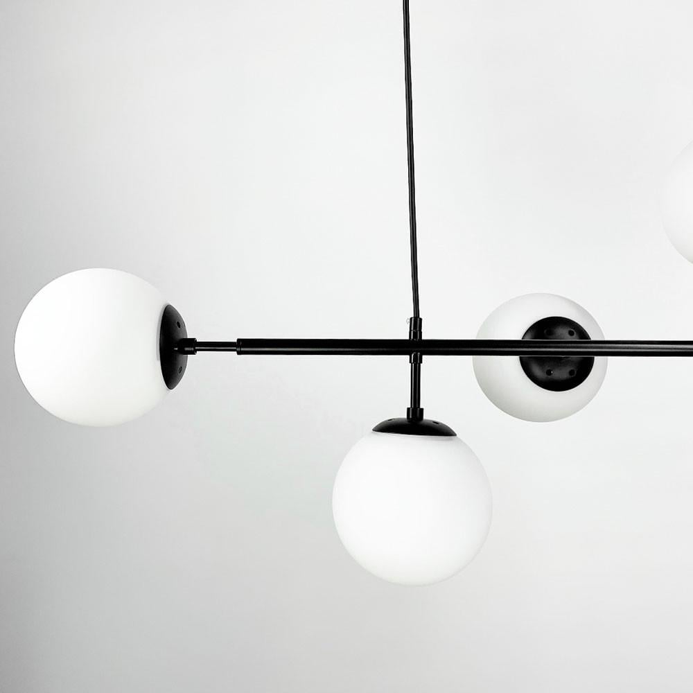 Люстра видовжена на 6 плафонів кріплення в двух точках тип A Чорний (SGJ 7/6A BK+BK) - фото 4