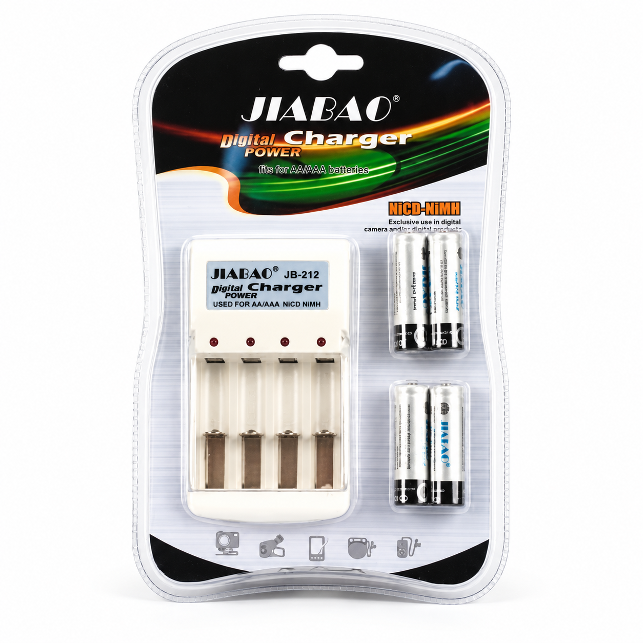 Зарядное устройство JB Jiabao 212 с 4 аккумуляторами AA Ni-MH 1,2V (MX-00007576)