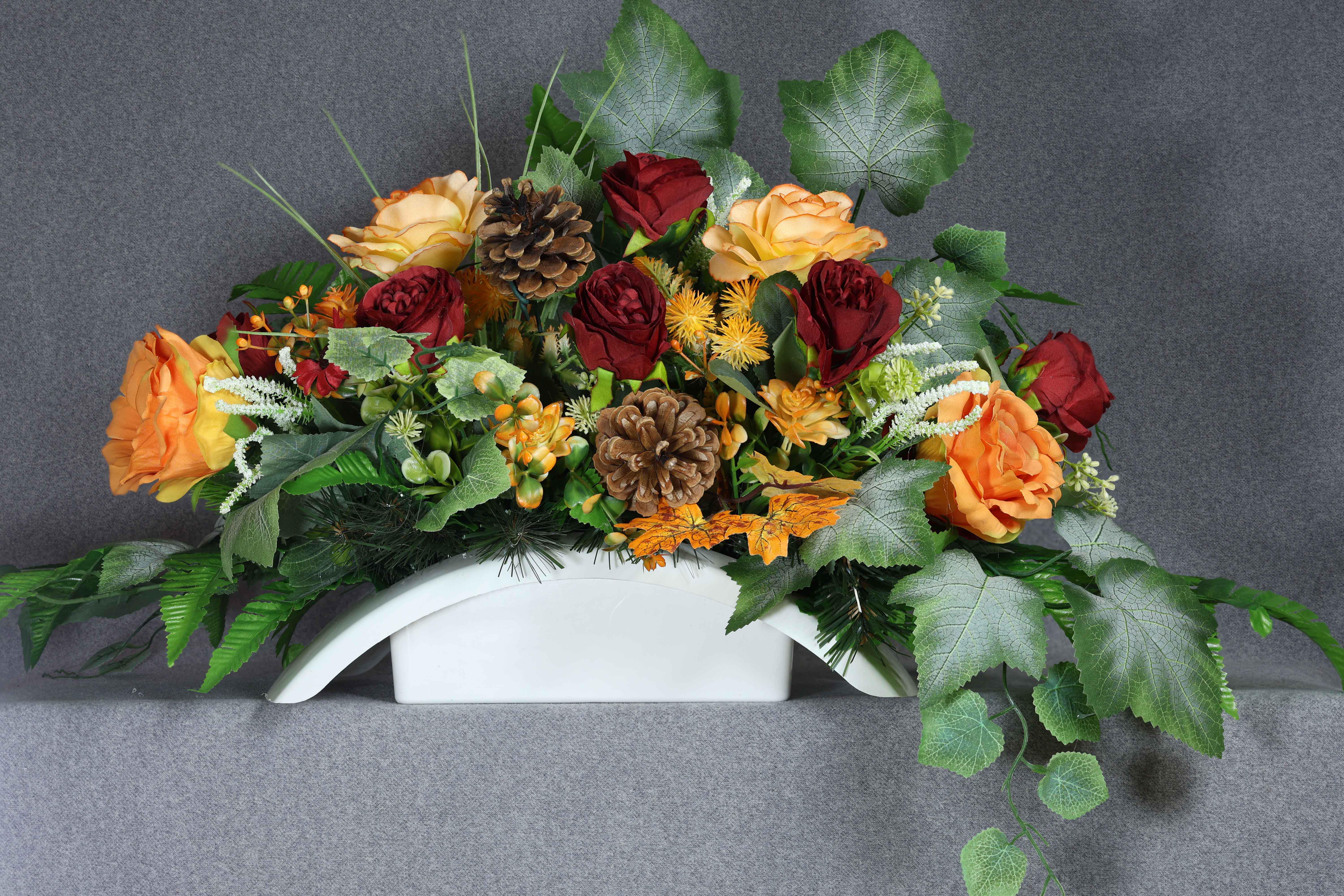 Композиция Gala Decor из искусственных цветов в пластмассовом кашпо Белый (КБ6035Р)