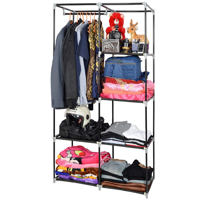 Шкаф тканевый складной HCX-8890 90х45х170 см Серый - фото 2 Шкаф тканевый складной HCX-8890 90х45х170 см Серый - фото 2